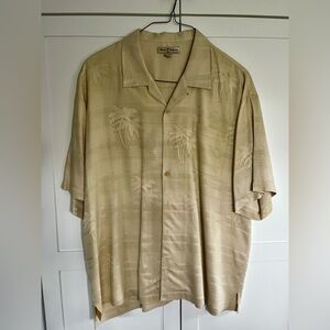 Tommy Bahama Cream Palm Tree Button-up XXL (small stain discount!)